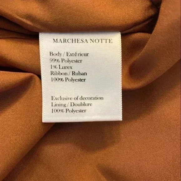 Marchesa Note Long Sleeve Asymmetric Chiffon Cocktail Dress in Rust Size 0 - Picture 8 of 13